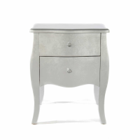 The Alchemist New Silver Gilt Leaf Small Bedside Table 2 Drawer
