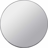 Round Small Modern Wall Clear Mirror With Slim Black Metal Frame 80cm