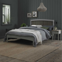 Modern Curved Oak and Grey Painted 4ft6 Double Bed Frame 135cm Low Footend