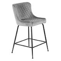 Set of 2 Velvet Bar Stools with Black Powder Coated Steel Legs