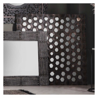 Modern Black And Silver Intricate Detail Square Frame Mirror 120cm