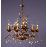 Rusty Clear Crystal Chandelier 9 Arm