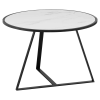 Grey and White Marble Top Round Low Side Coffee Table 73cm Diameter