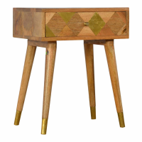 Modern 1 Drawer Bedroom Bedside With Gold Brass Insert With Scandinavian Legs 58x43cm