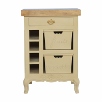 Amberley Carved Kitchen Cabinet French Style Painted Unit With Natural Wood Top
