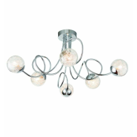 Modern Chrome Clear Glass Shaded 6 Ceiling And Wall Light 29.5 x 72cm