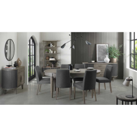 Monroe Silver Grey 6 8 Seater Dining Table And 6 Monroe Silver Grey Upholstered Chairs in Slate Grey Fabric