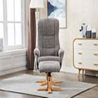 Florida Swivel Recliner And Footstool With Latte Fabric And Mid Oak Base