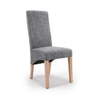 Baxter Tweed Grey Linen Fabric Upholstered Dining Chair On Rubberwood Legs 102 x 45cm