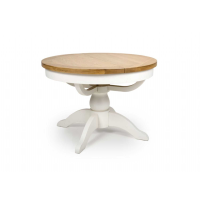 White Painted Round Extending Kitchen Dining Room Table Oak Top 107cm Diameter