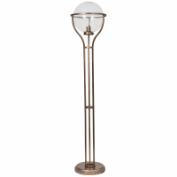 MTO Jupiter Globe Standard Lamp Aged Champagne Finish with Hammered Clear Glass 165x34.8cm