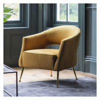 Modern Style Metal Gold Finish Velvet Upholstered Living Room Armchair 75 x 75cm