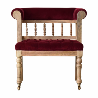 Wine Red Mini Deep Button Hallway Bench