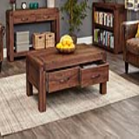 Solid Walnut Dark Wood Lacquered 4 Drawer Low Coffee Sofa Table 110cm
