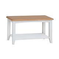Modern Oak Top Wood Small White Painted Living Room Coffee Table With Shelf 45 x 80cm