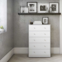 Modern White Painted Bedroom Chest of 5 Drawers 72cm Wide x 108cm Tall