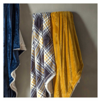 Lustrous Ochre Yellow Velvet Double Sided Flannel Throw 17.7x15.2cm