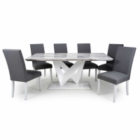 Saturn Large and 6 Randall Steel Grey Dining Set