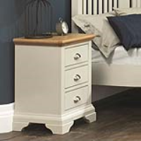 Modern Grey Painted Light Oak Top 3 Drawer Bedside Chest Nightstand Table Cabinet