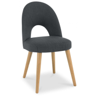 Oslo Modern Style Oak Wood And Steel Fabric Upholstered Dining Room Chair (Pair) 89 x 172cm