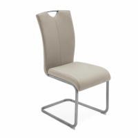 Lazzaro Modern Taupe PU Leather Kitchen Dining Chair on Metal Legs