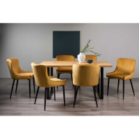 Ramsay Oak 6 Seater Rectangular Table And Cezanne 6 Mustard Velvet Chairs Dining Set
