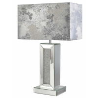 Mirrored Crushed Glass Bricks Table Lamp Marbled Grey Shade