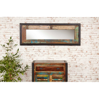 Large Rustic Painted Wall Mirror Reclaimed Boat Wood Rectangular 120 x 90cm