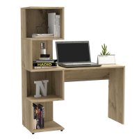 Traditional Bleached Pine Finish Open Shelving Office Desk (Right Side) 144.6x120cm