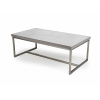 Industrial Luxe Rectangular Wood and Steel Grey Concrete Stain Resistant Coffee Sofa Table 45x110x60cm