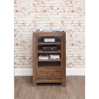 Solid Walnut HiFi Media Entertainment Storage Display Unit Dark Wood Finish