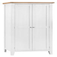 Modern Style Oak Wood White Painted Finish Full Hanging Bedroom Wardrobe With Tapered Legs 185 x 95cm