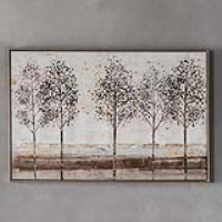 Antique Gold Metallic Toned Aspen Winter Trees Canvas Framed Wall Art 92.5cm Wide