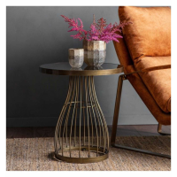 Modern Round Side Occasional Table Glass Top Polished Bronze Frame 50cm Diameter