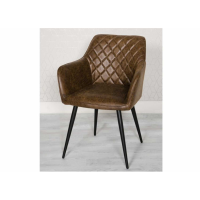 Quilted Faux Leather Antique Brown Carver Tub Dining Chair