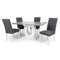 Neptune Marble Top Medium Rectangular Table and 4 Randall Steel Grey Chairs Dining Set