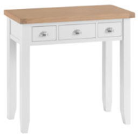 Modern Style Oak Wood White Painted 3 Drawer Bedroom Dressing Table 85 x 110cm