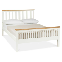 Modern 2 Tone White Painted Oak High Foot End 135cm 4ft6in Double Bed Frame