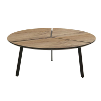 Gyda Rustic Industrial Oak Round Coffee Table With Black Metal Legs 86cm Diameter