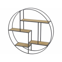 Kempsey Fir Wood And Iron Round 4 Shelf Wall Shelving Unit 100cm Diameter