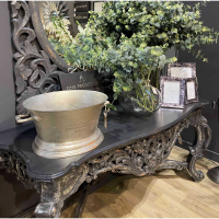 Hand Carved Louis Metallic Large Console Table