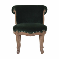 Emerald Velvet Studded Chair With Cabriole Legs