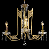 Modern White Crystal And Gold Metal 3 Arm Ceiling Chandelier 50x60cm