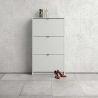 Modern White Painted Hall Wall Shoes Cabinet 3 Tilting Drop Down Doors 1 Layer