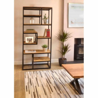 Open Display Shelving Unit Industrial Steel Framed Mango Wood 80cm Wide