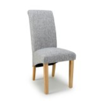 Karta Scroll Back Flax Effect Grey Weave Fabric Upholstered Dining Chair 102 x 45cm