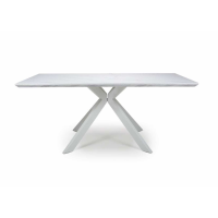 White Marble Effect Extending Rectangular Dining Table Stain Scratch Resistant Top 160 to 200cm
