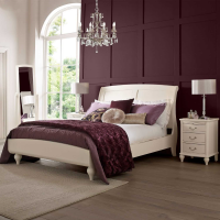 Modern Ivory Painted 5ft King Size Bed Low Footend Curved Bed Frame 150cm Wide