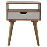 Nordic Style Mango Wood Grey Finish Bedside Cabinet With Drawer And Slot 58 x 46cm