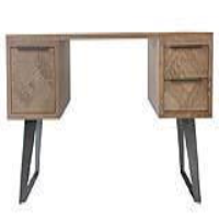 Modern Oak 1 Door 2 Drawer Office Desk With Gunmetal Grey Angular Legs 77.5 x 135cm